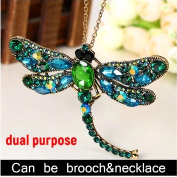 Crystal Vintage Dragonfly Brooch & Necklace - Picture 4 of 9